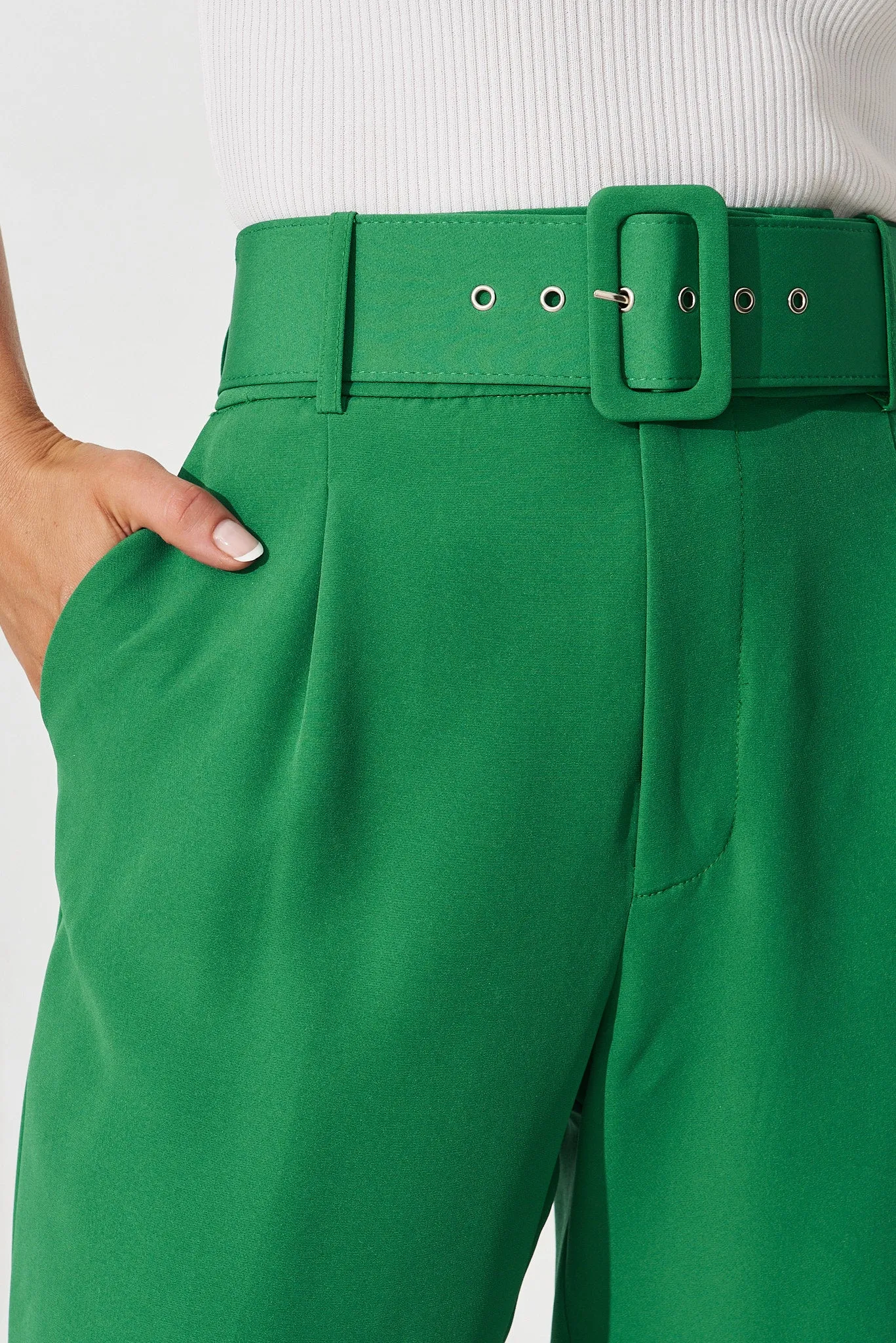 Dahlia Pant With Belt In Green sold by St Frock product image thumbnail 5