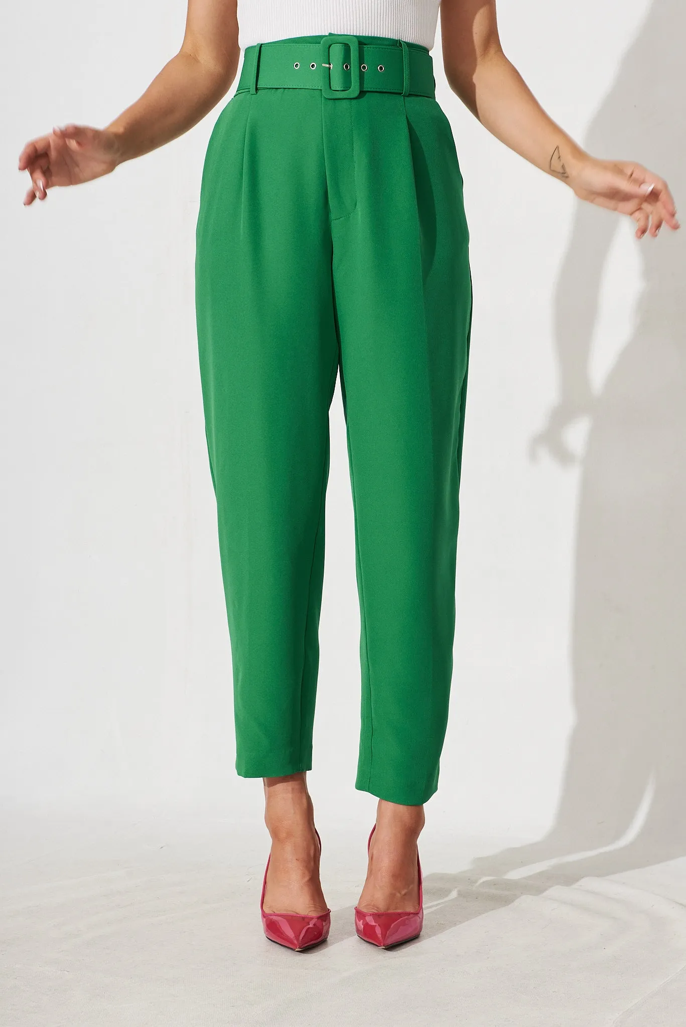 Dahlia Pant With Belt In Green sold by St Frock product image thumbnail 2