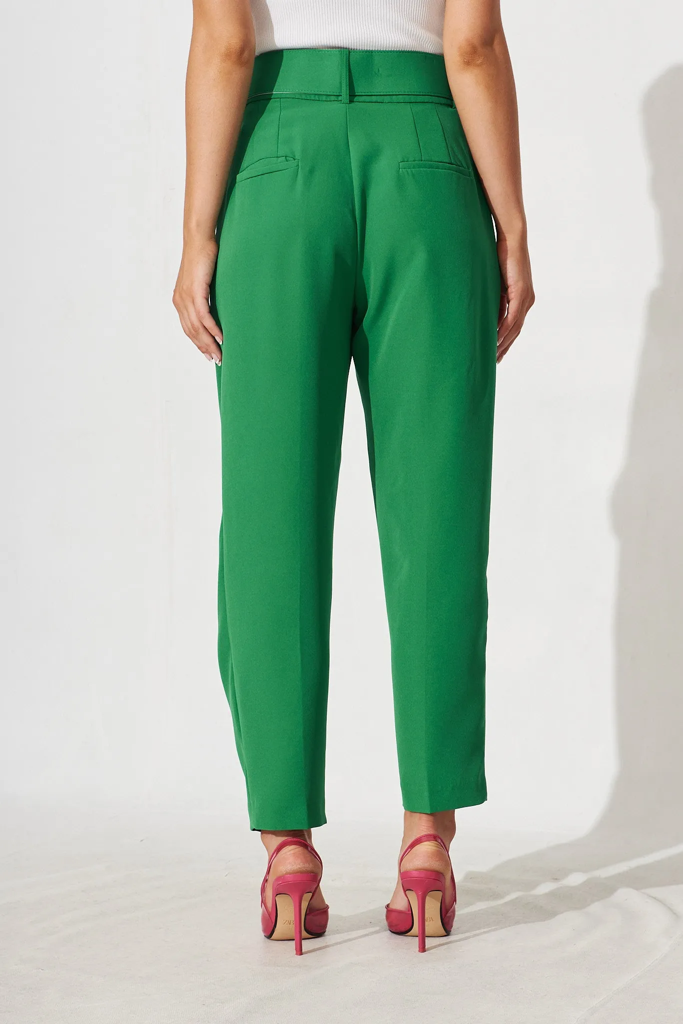 Dahlia Pant With Belt In Green sold by St Frock product image thumbnail 4