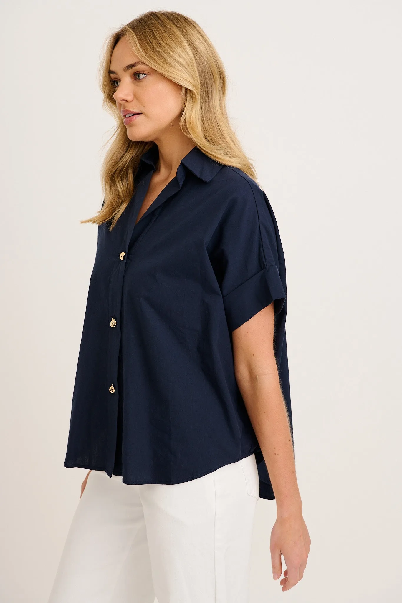 Refined Shirt in Navy Cotton sold by St Frock product image thumbnail 2