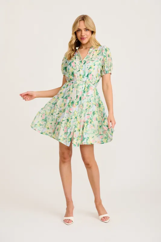 Valley Dress in Green Multi Print sold by St Frock