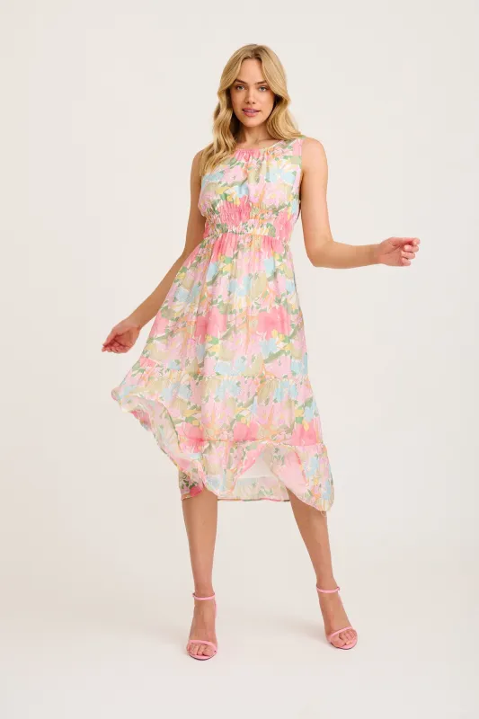 Megs Midi Dress in Multi Floral sold by St Frock