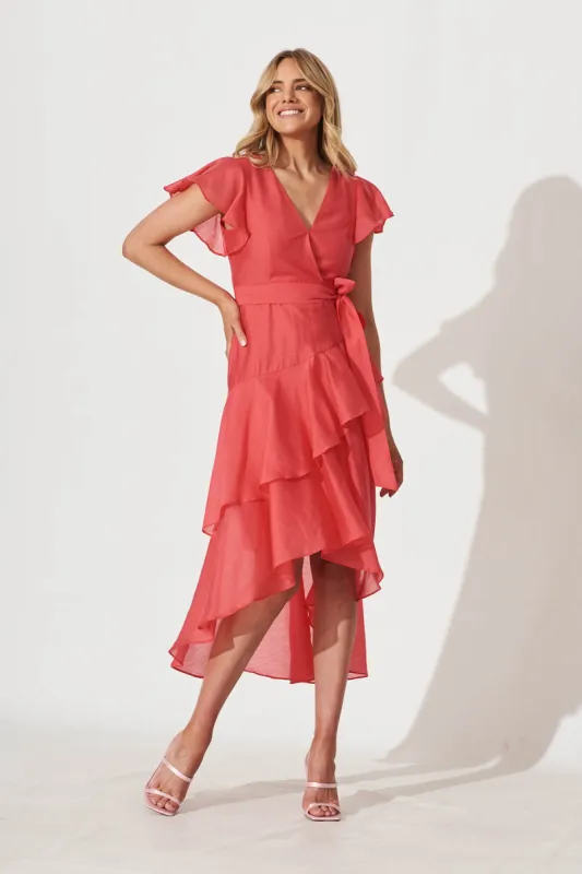 Cheerful Midi Dress In Raspberry sold by St Frock