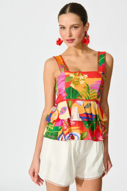 Paria Top in Purple Multi Print sold by St Frock