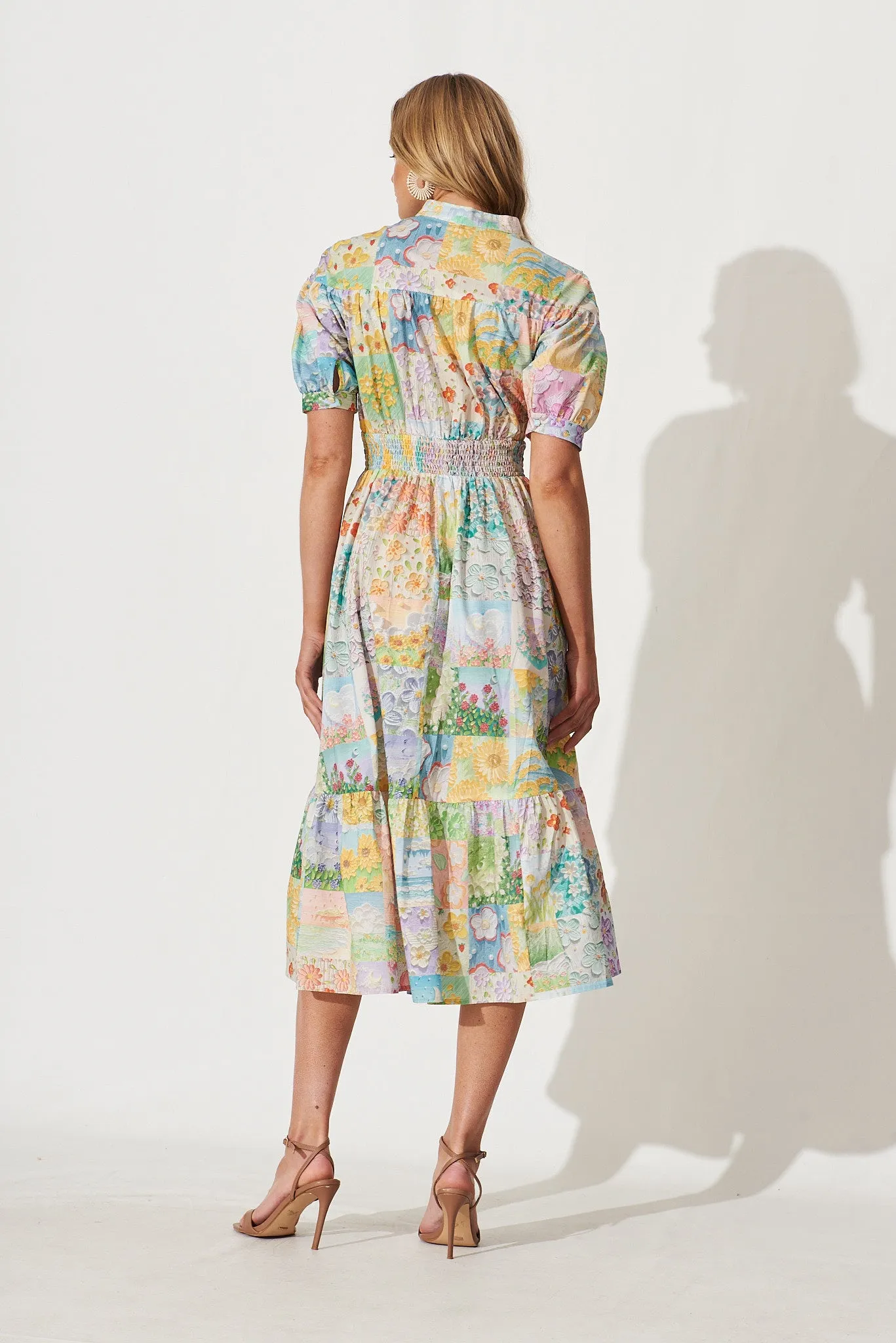 Lynette Midi Dress In Multi Floral Patch Print Cotton sold by St Frock product image thumbnail 4