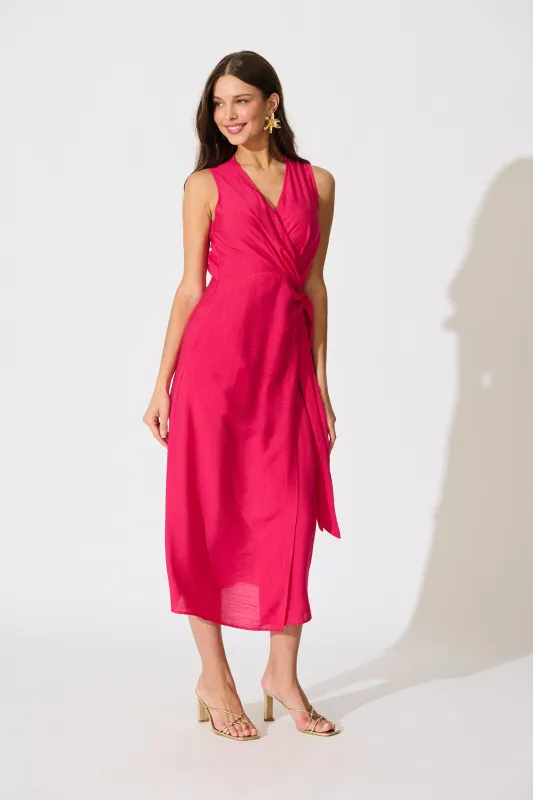 Luz Maxi Wrap Dress in Pink sold by St Frock