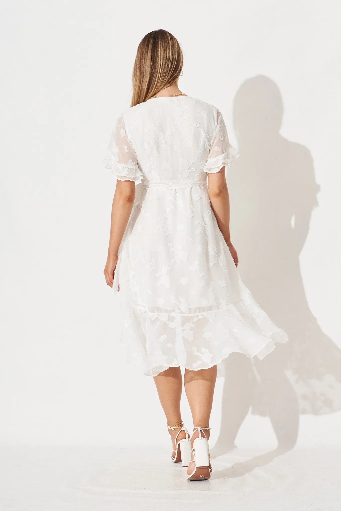 Felicidad Midi Wrap Dress In White Chiffon sold by St Frock product image thumbnail 4