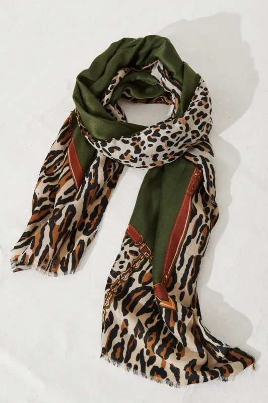 Larissa Scarf In Khaki Leopard sold by St Frock