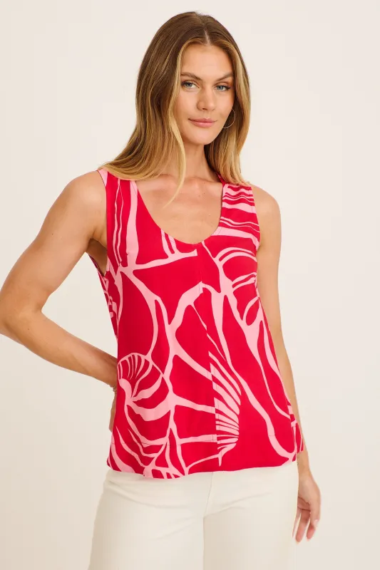 Alula Top in Red with Pink Print sold by St Frock