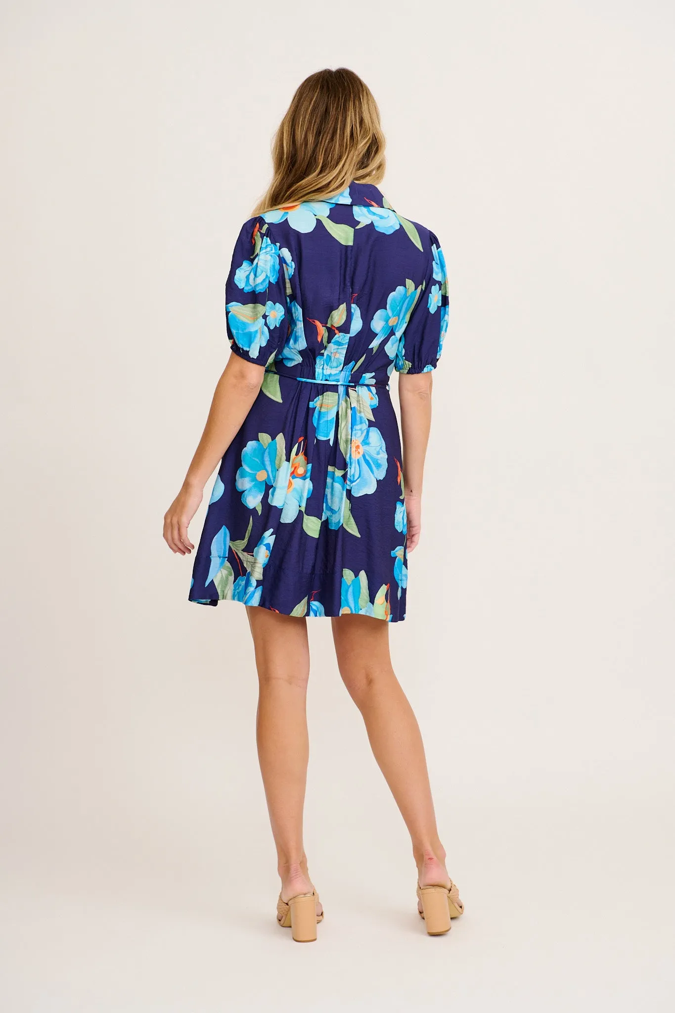 Pretty Haze Shirt Dress in Navy with Blue Floral sold by St Frock product image thumbnail 4