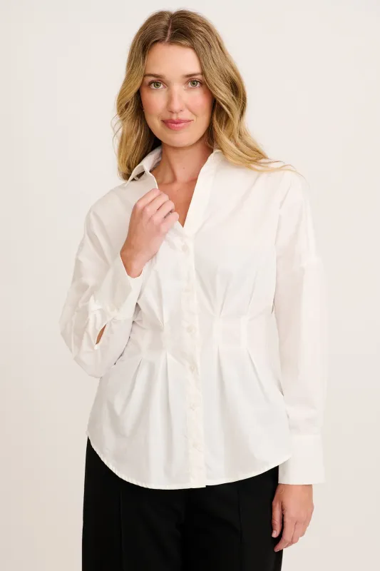 Olana Shirt in White Cotton made by Sunny Girl