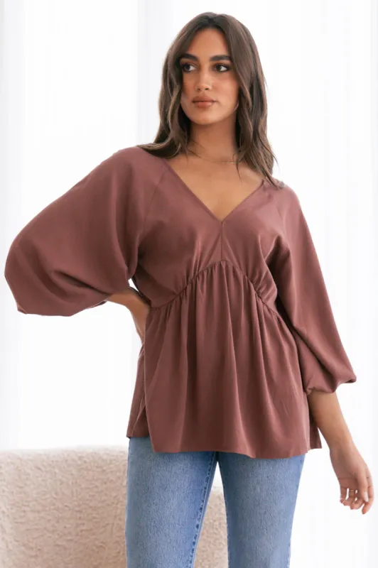 Harissa Top In Brown sold by St Frock