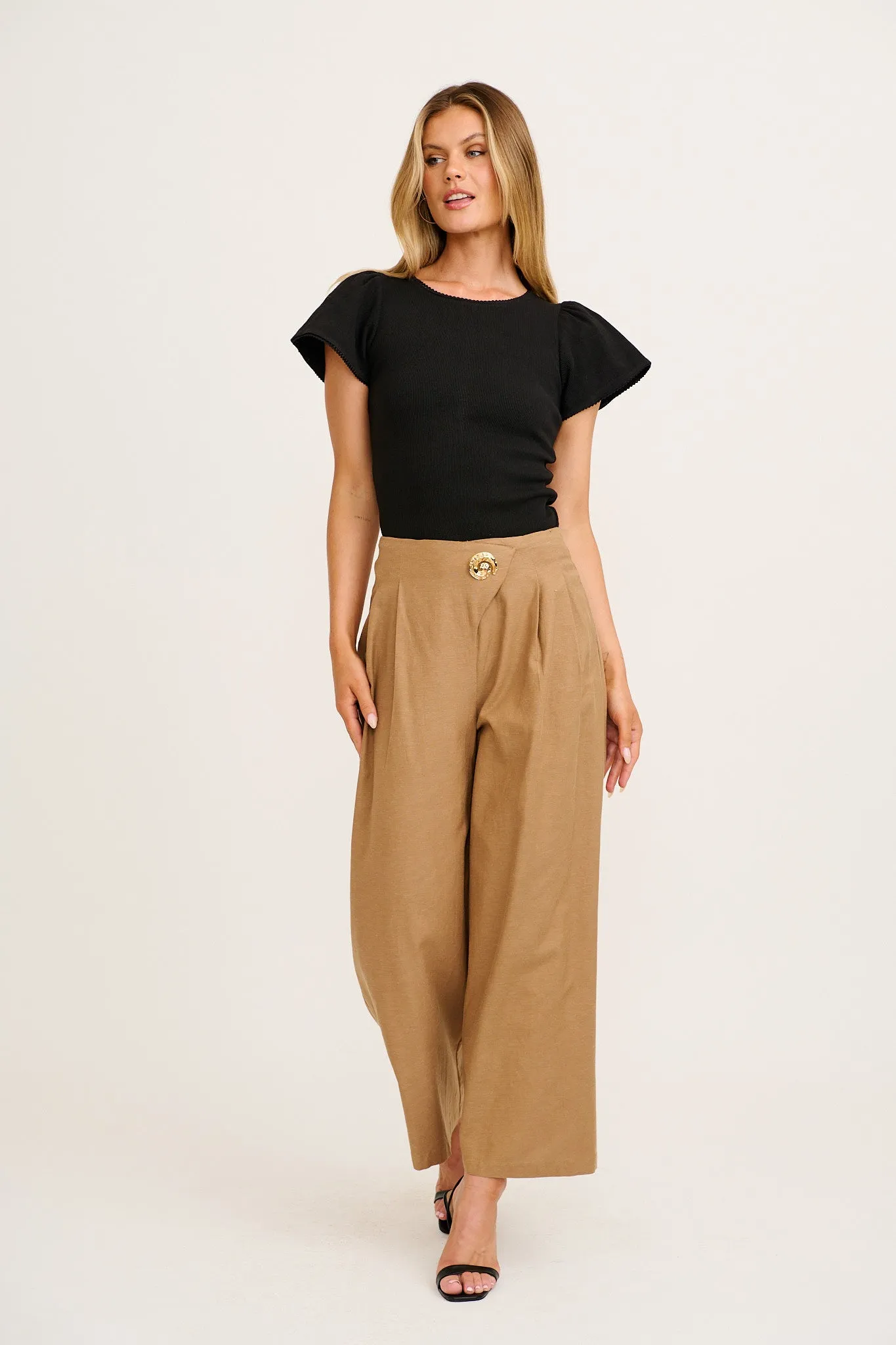 Elements Pant in Taupe Cotton Linen sold by St Frock product image thumbnail 4