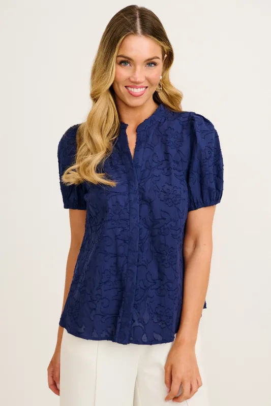 Classic Times Top in Navy Cotton made by St Frock