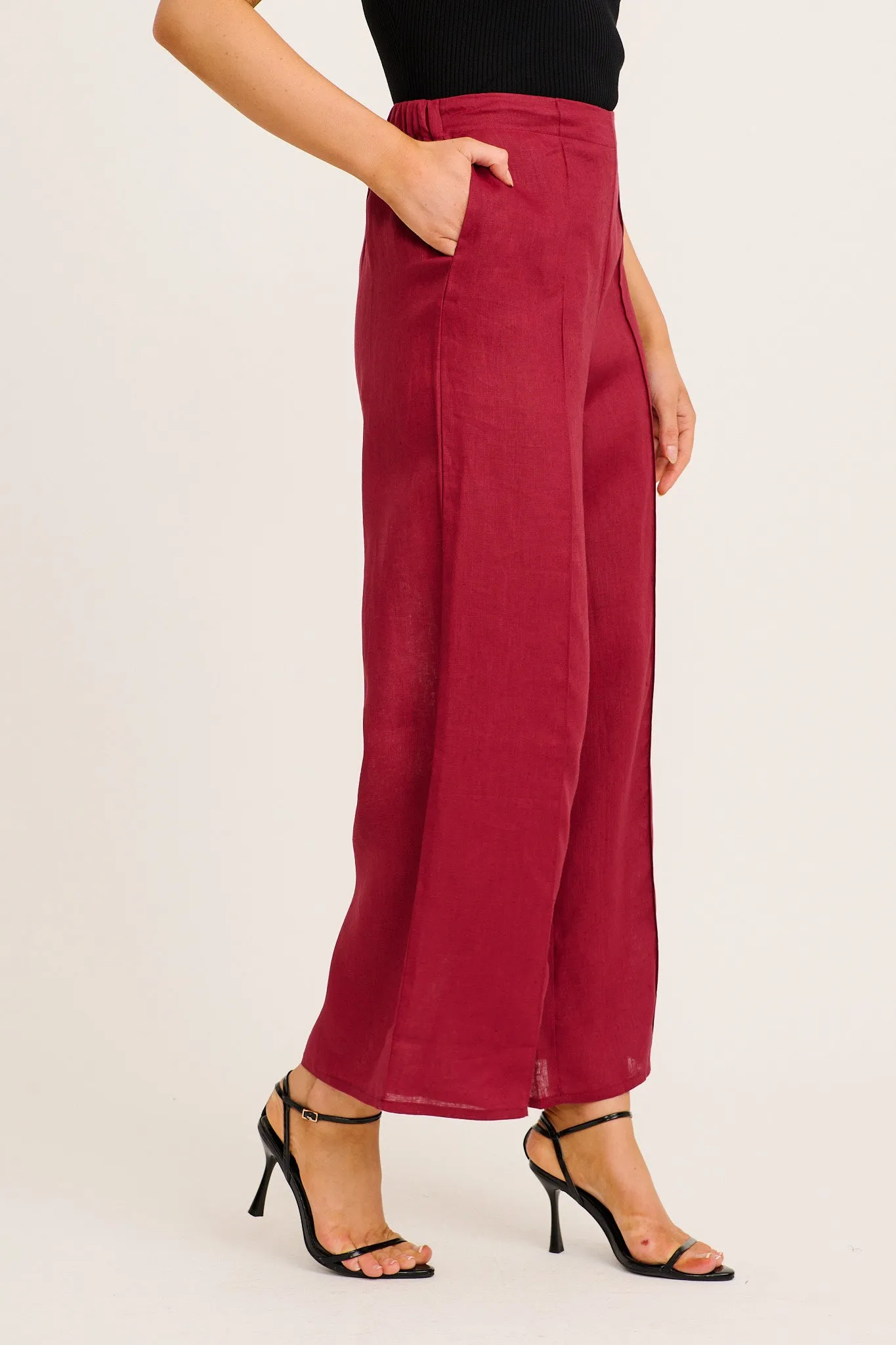 Halara Pant in Wine Linen sold by St Frock product image thumbnail 2