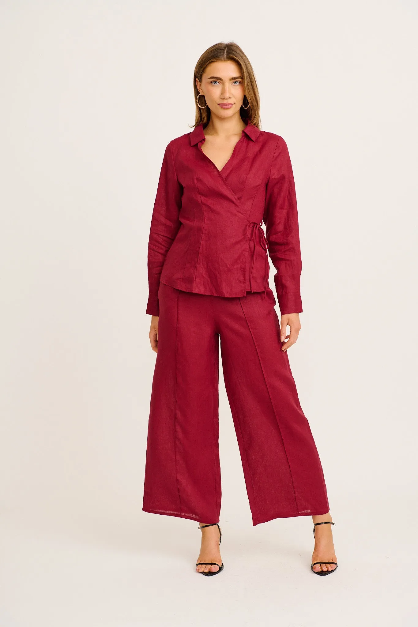 Halara Pant in Wine Linen sold by St Frock product image thumbnail 5