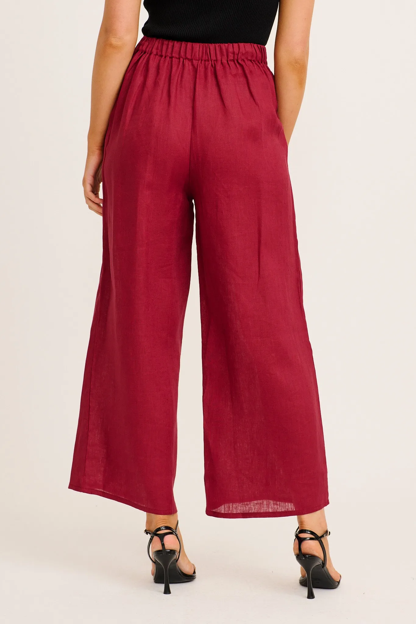 Halara Pant in Wine Linen sold by St Frock product image thumbnail 3