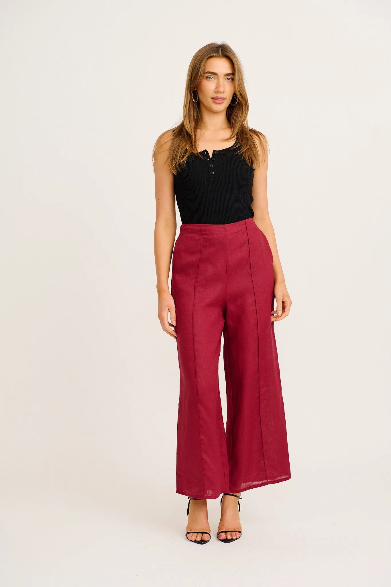 Halara Pant in Wine Linen sold by St Frock product image thumbnail 4