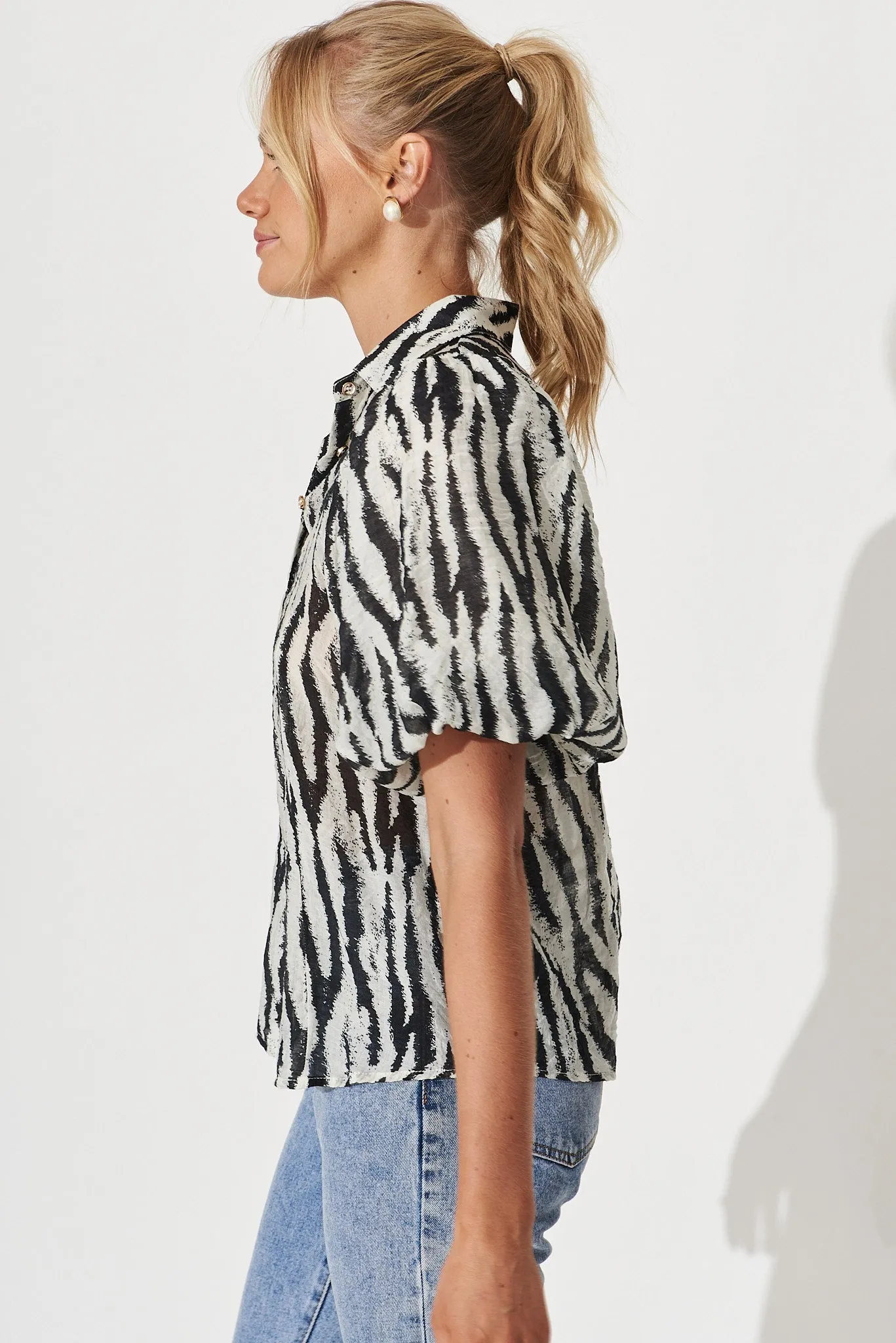 Bluebell Shirt In Black And White Leopard Print sold by St Frock product image thumbnail 5