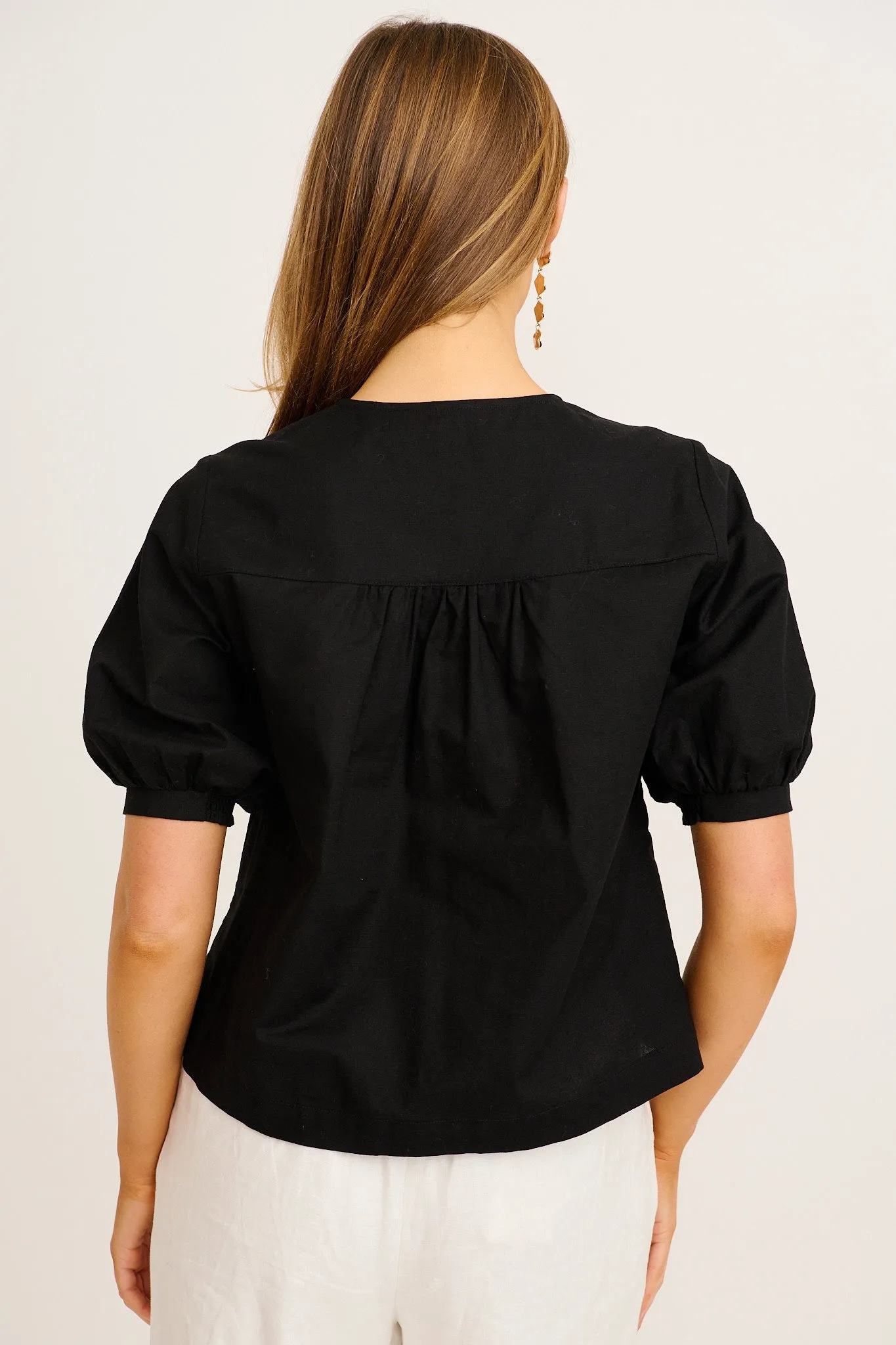 Sophisticated Top in Black Cotton Linen sold by St Frock product image thumbnail 3