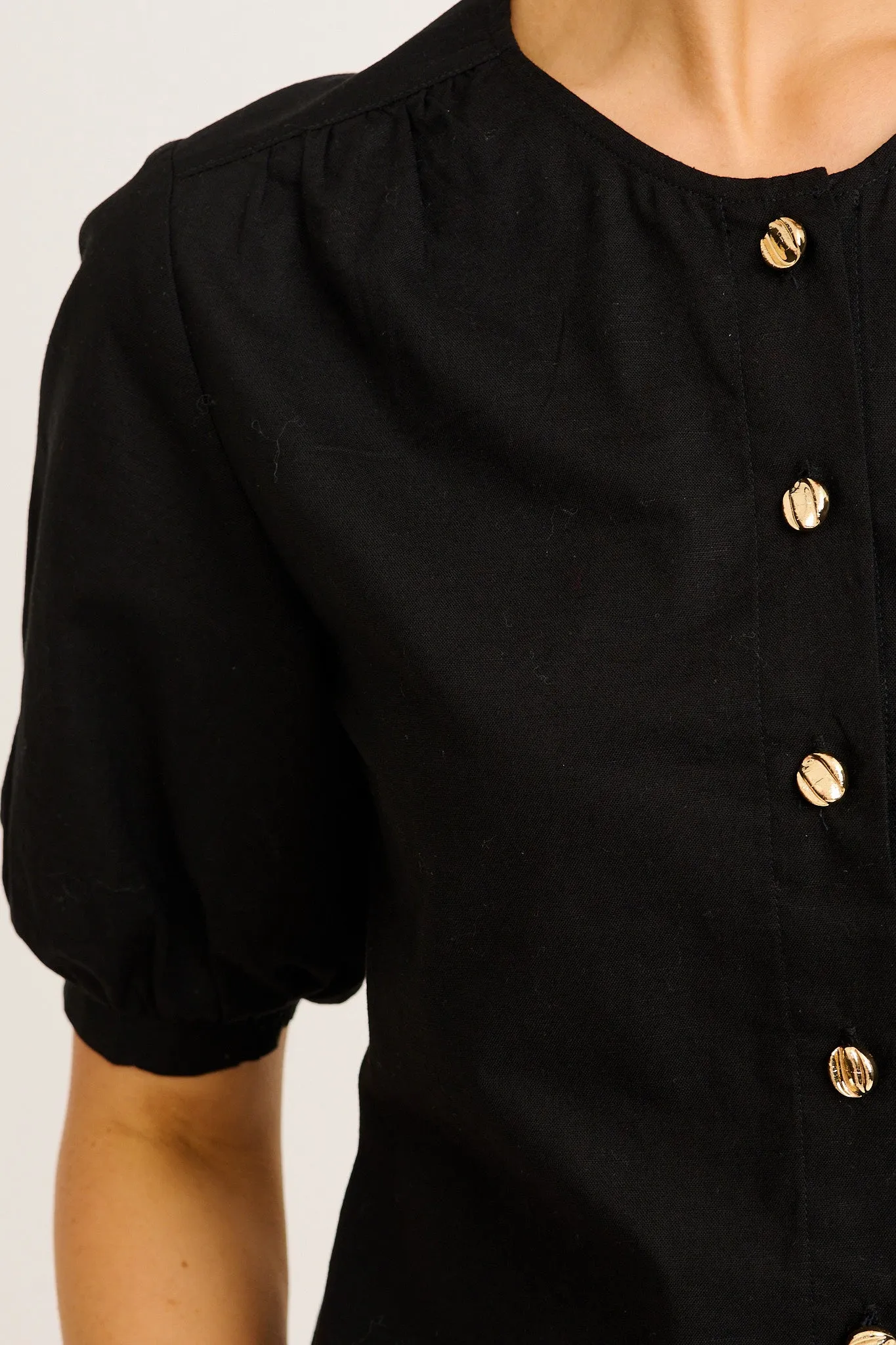 Sophisticated Top in Black Cotton Linen sold by St Frock product image thumbnail 5