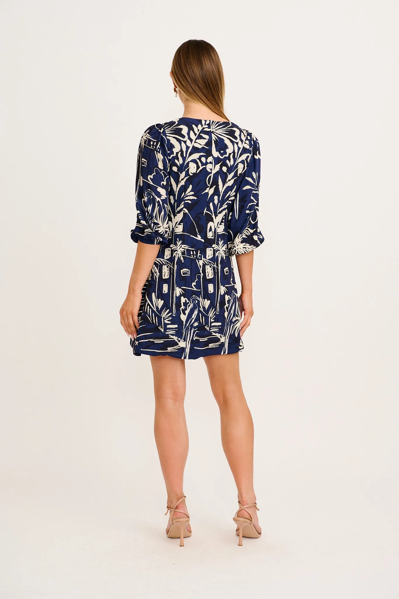Ravello Dress in Navy with Cream Print sold by St Frock product image thumbnail 4