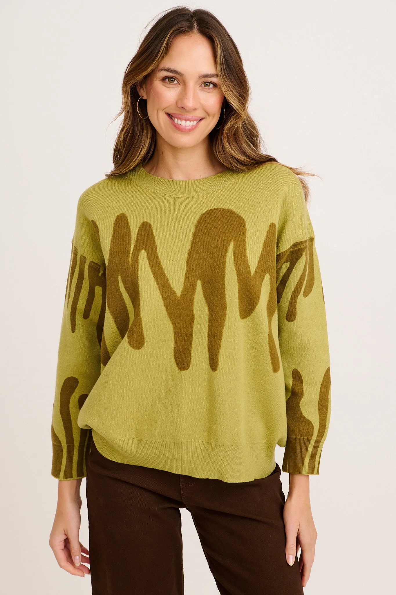 Leela Knit in Khaki Cotton Blend sold by St Frock