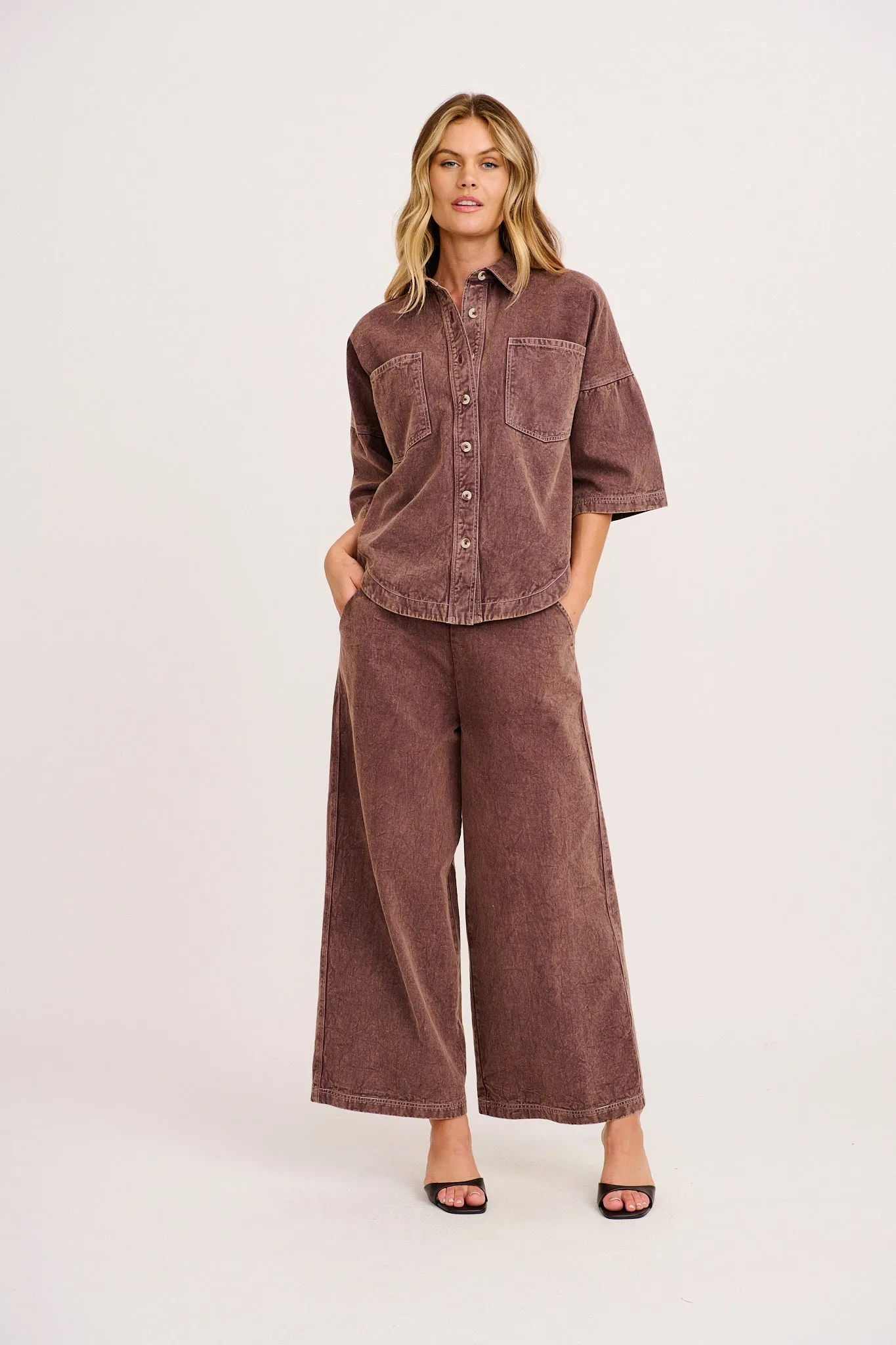 PRE ORDER Legacy Shirt in Chocolate Cotton Twill sold by St Frock product image thumbnail 5