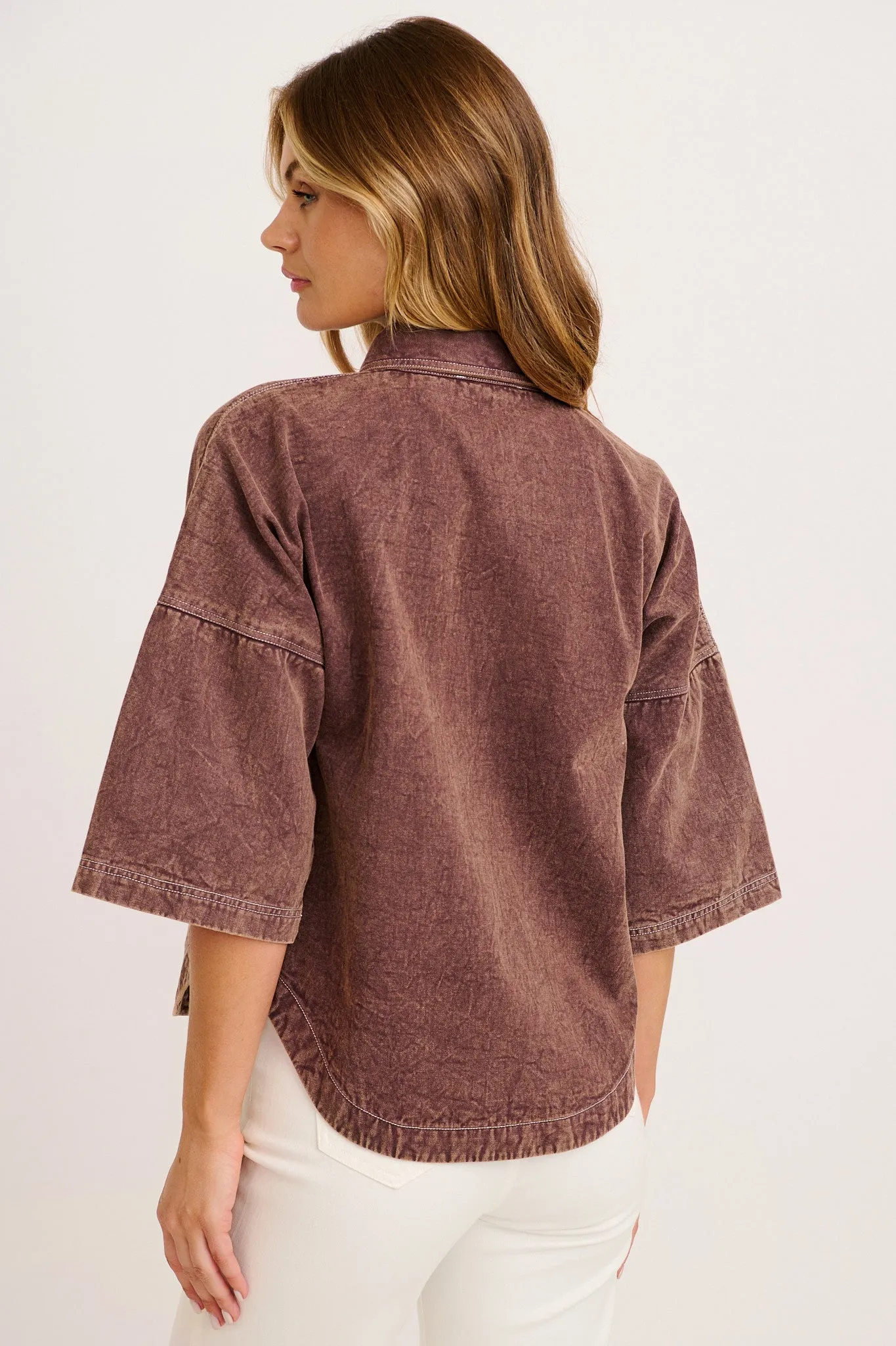 PRE ORDER Legacy Shirt in Chocolate Cotton Twill sold by St Frock product image thumbnail 3