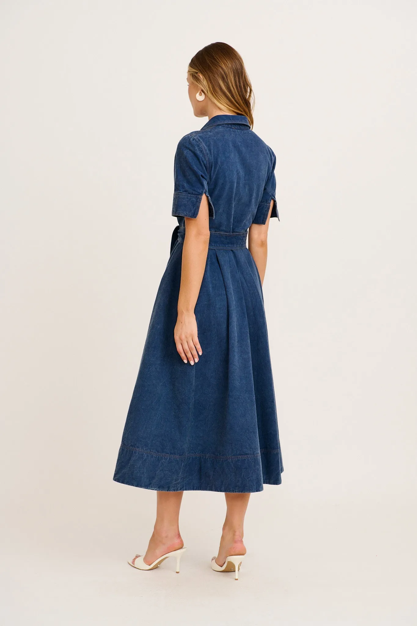 PRE ORDER Heritage Maxi Shirt Dress in Indigo Cotton Twill sold by St Frock product image thumbnail 4