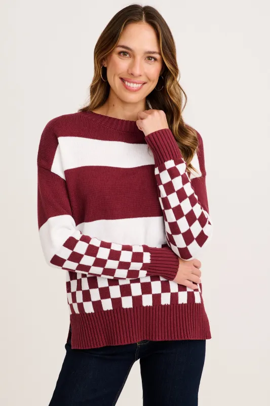 Lucky Charm Knit in Wine Cotton Blend made by St Frock