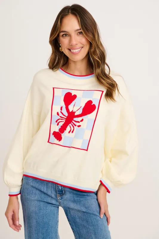 Fine Tune Knit in Cream Graphic Intarsia made by St Frock