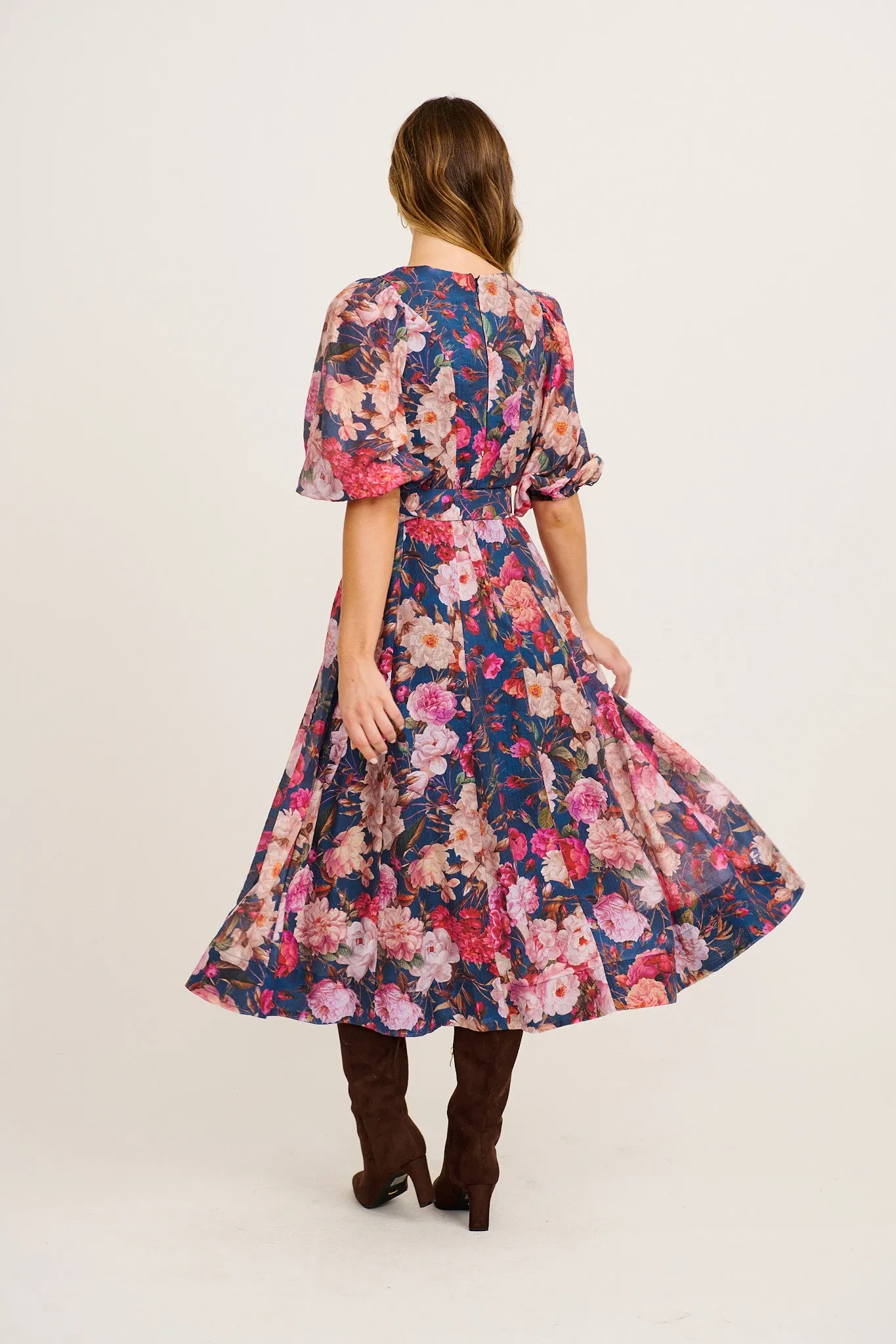 Reverie Maxi Dress in Navy with Blush Floral sold by St Frock product image thumbnail 4