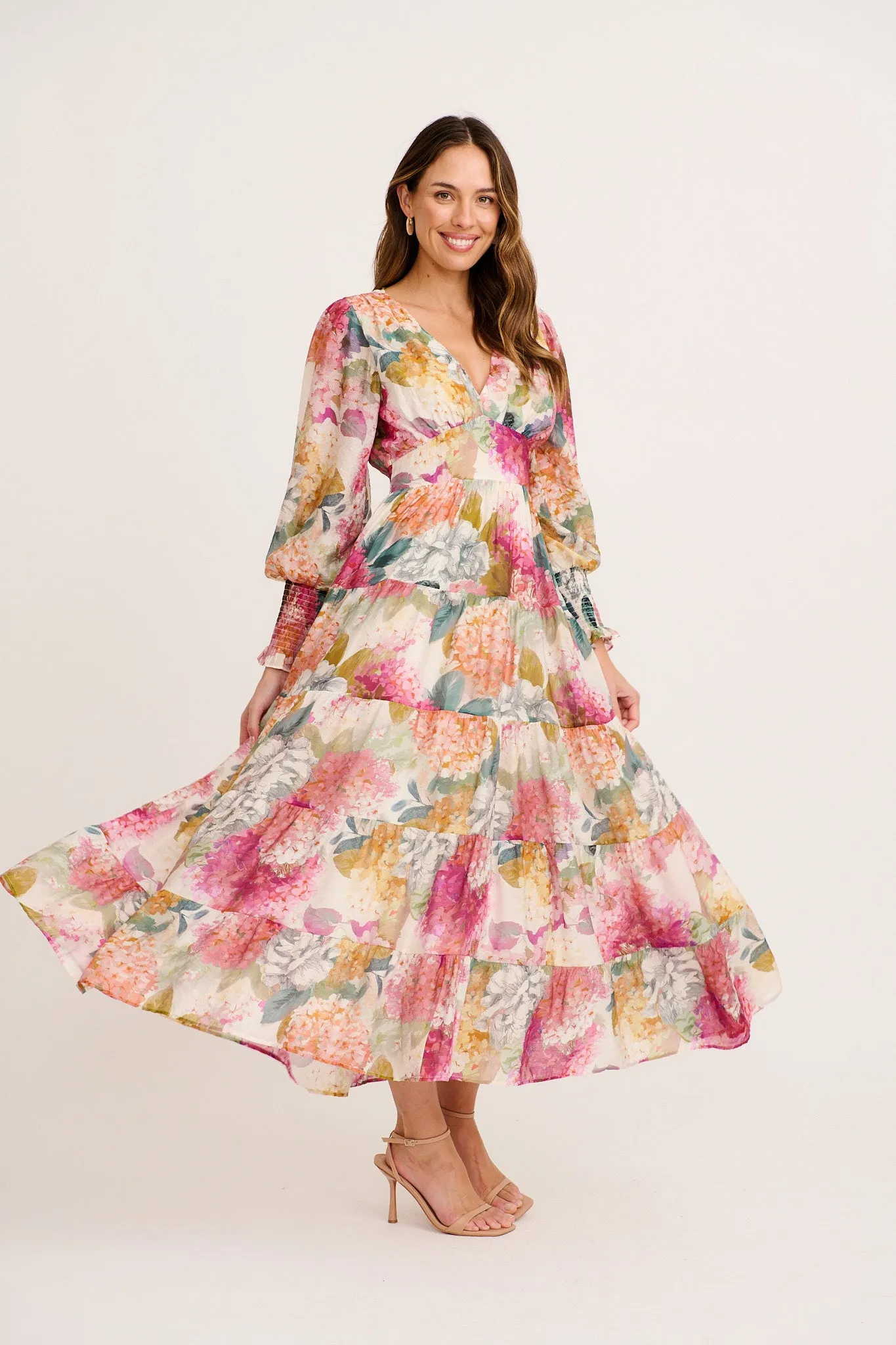 Amaris Maxi Dress in Multi Floral sold by St Frock