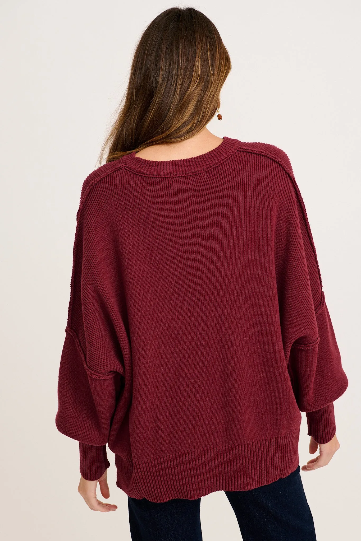 Linear Knit In Wine Cotton Blend sold by St Frock product image thumbnail 3