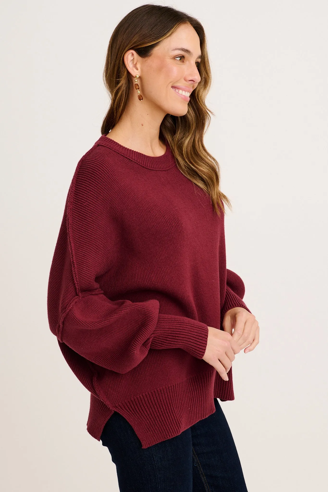 Linear Knit In Wine Cotton Blend sold by St Frock product image thumbnail 2