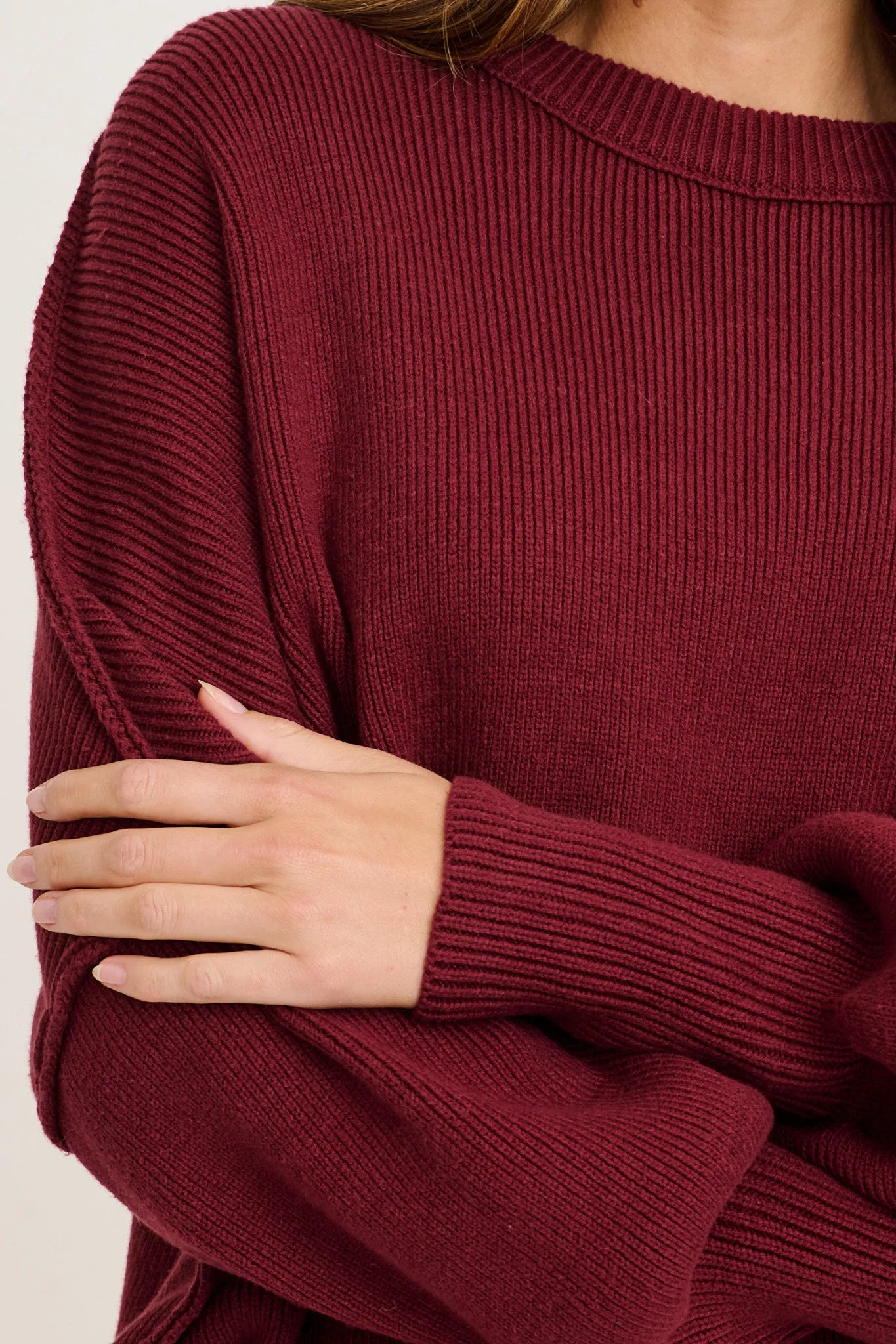 Linear Knit In Wine Cotton Blend sold by St Frock product image thumbnail 5