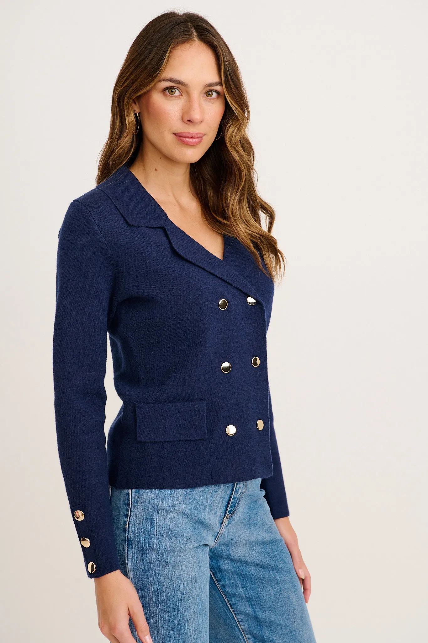 Finer Knit Blazer in Navy sold by St Frock product image thumbnail 2