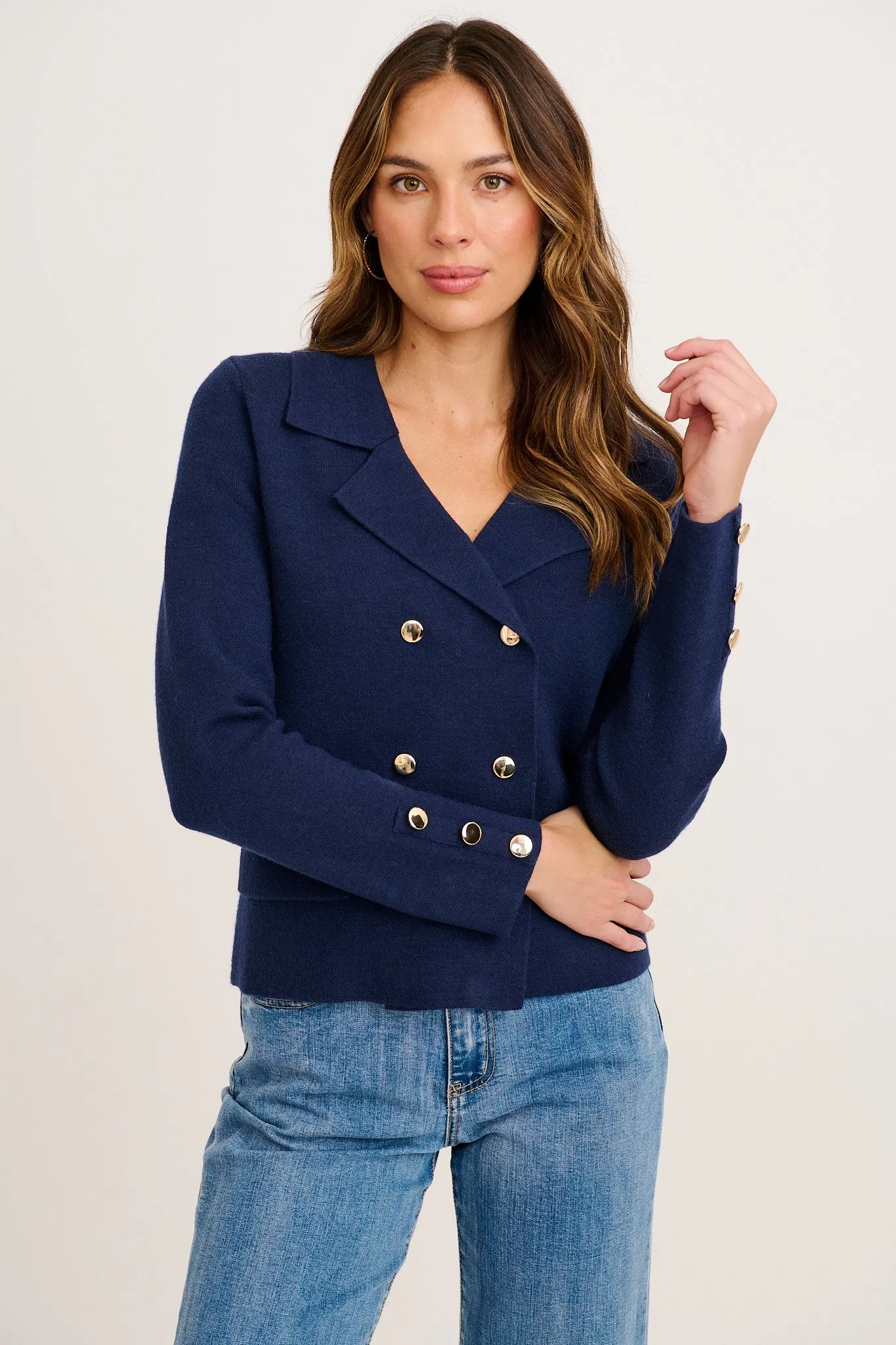 Finer Knit Blazer in Navy sold by St Frock