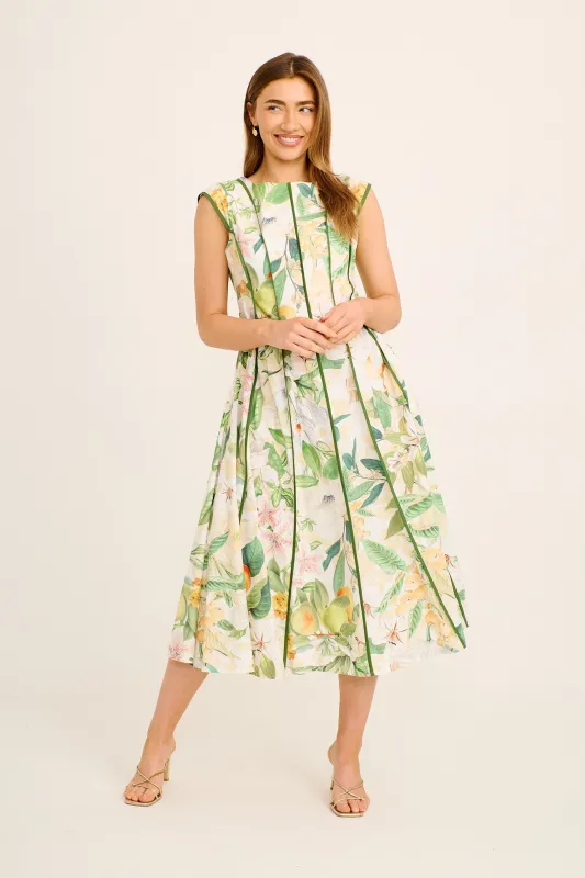 Botanica Midi Dress in Tropical Print Cotton made by St Frock