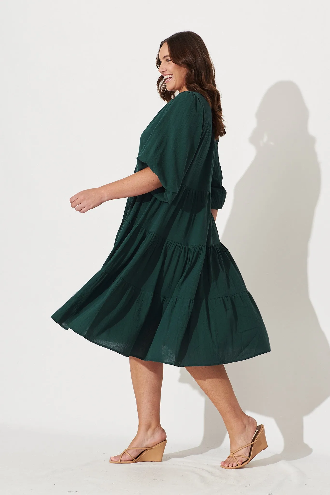 Kehlana Tiered Smock Dress In Emerald Green sold by St Frock product image thumbnail 5