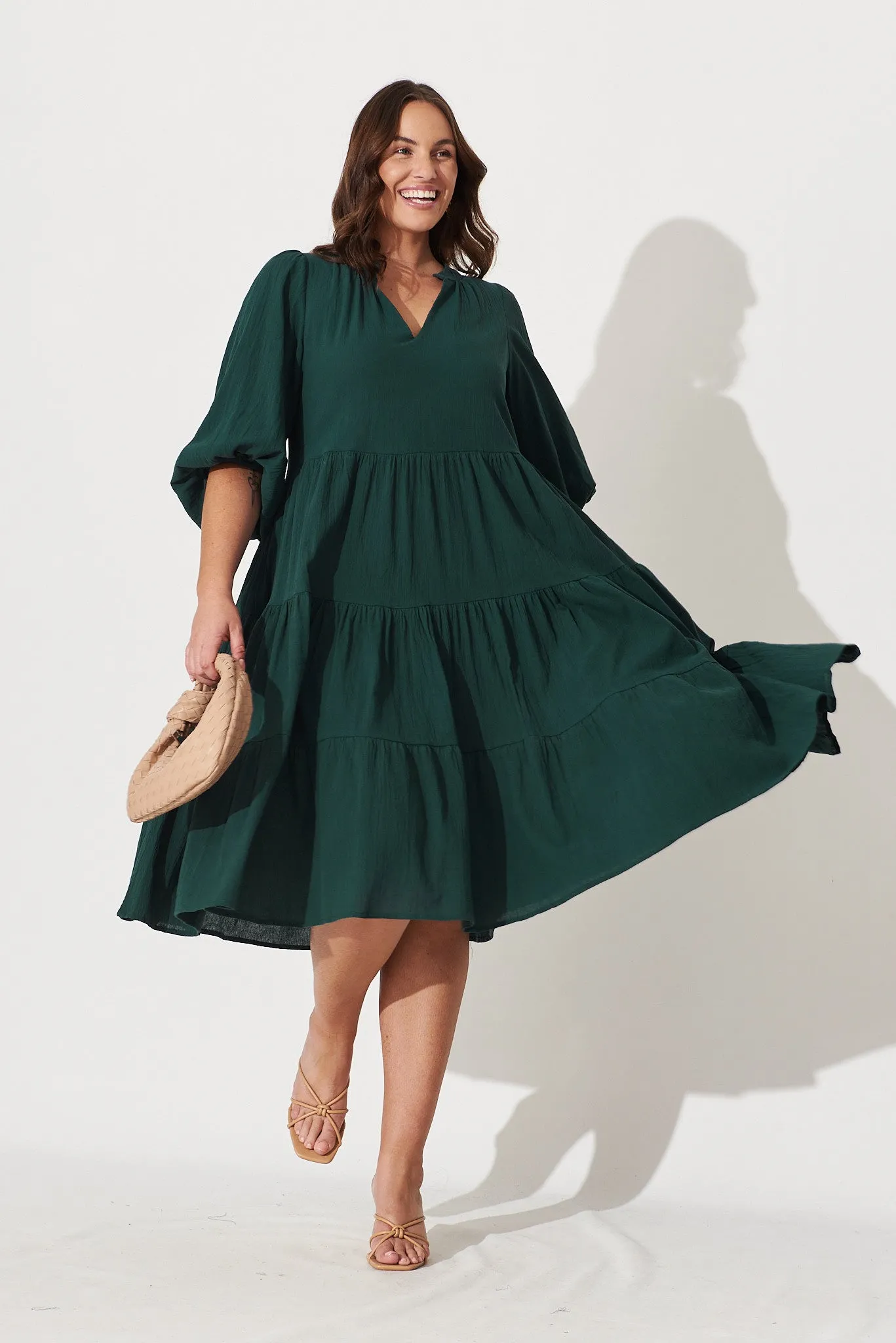 Kehlana Tiered Smock Dress In Emerald Green sold by St Frock product image thumbnail 2