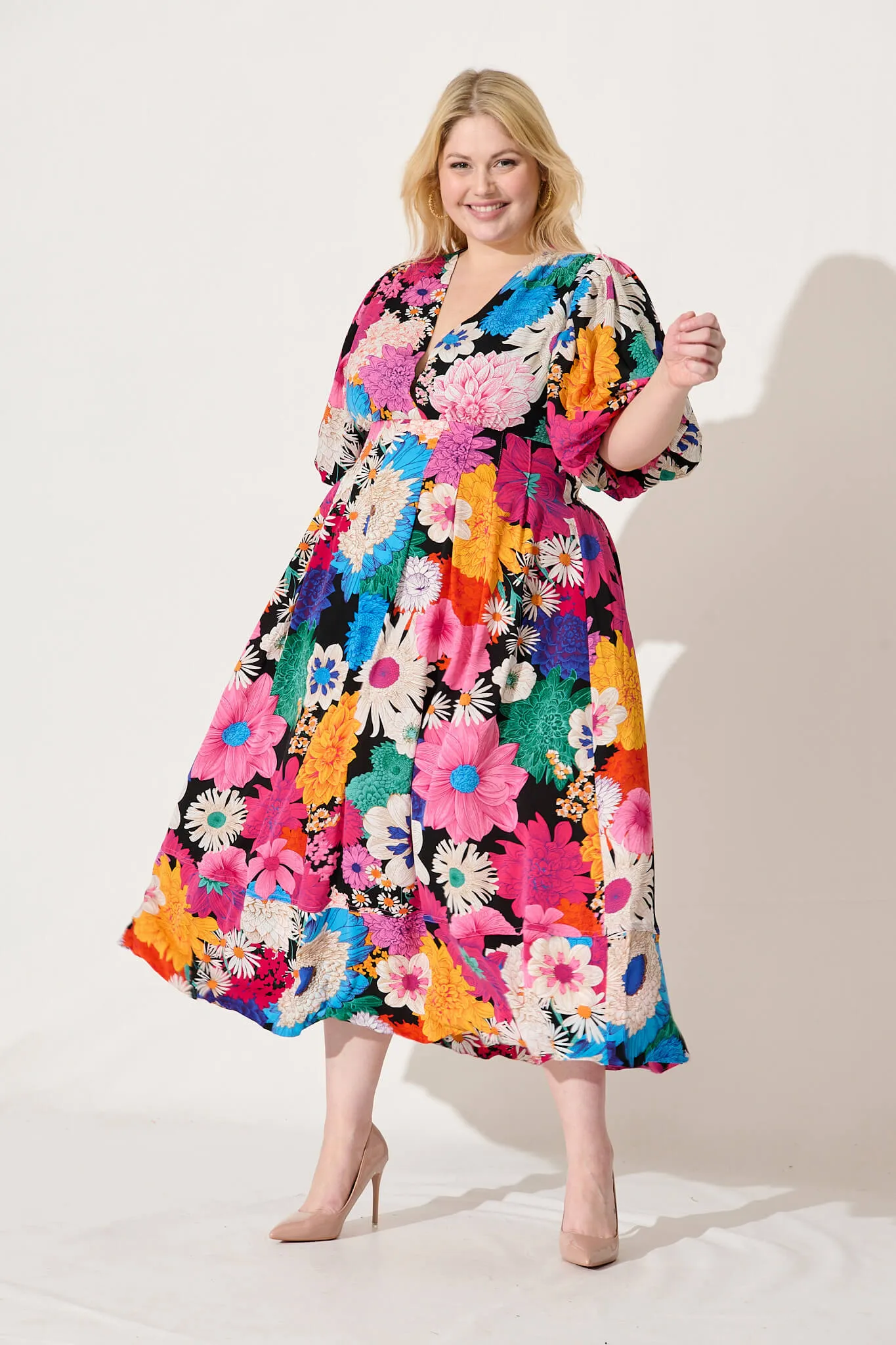 Daydreamer Midi Dress In Black Multi Floral sold by St Frock product image thumbnail 2