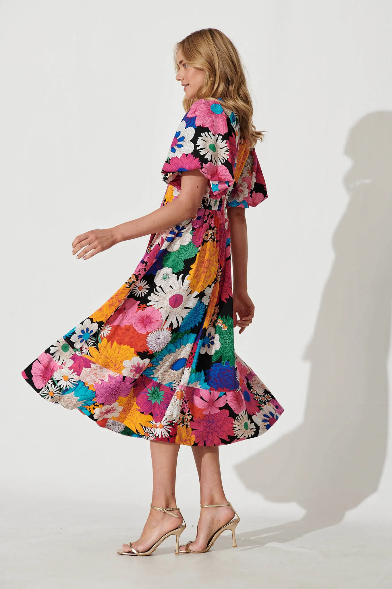 Daydreamer Midi Dress In Black Multi Floral sold by St Frock product image thumbnail 4