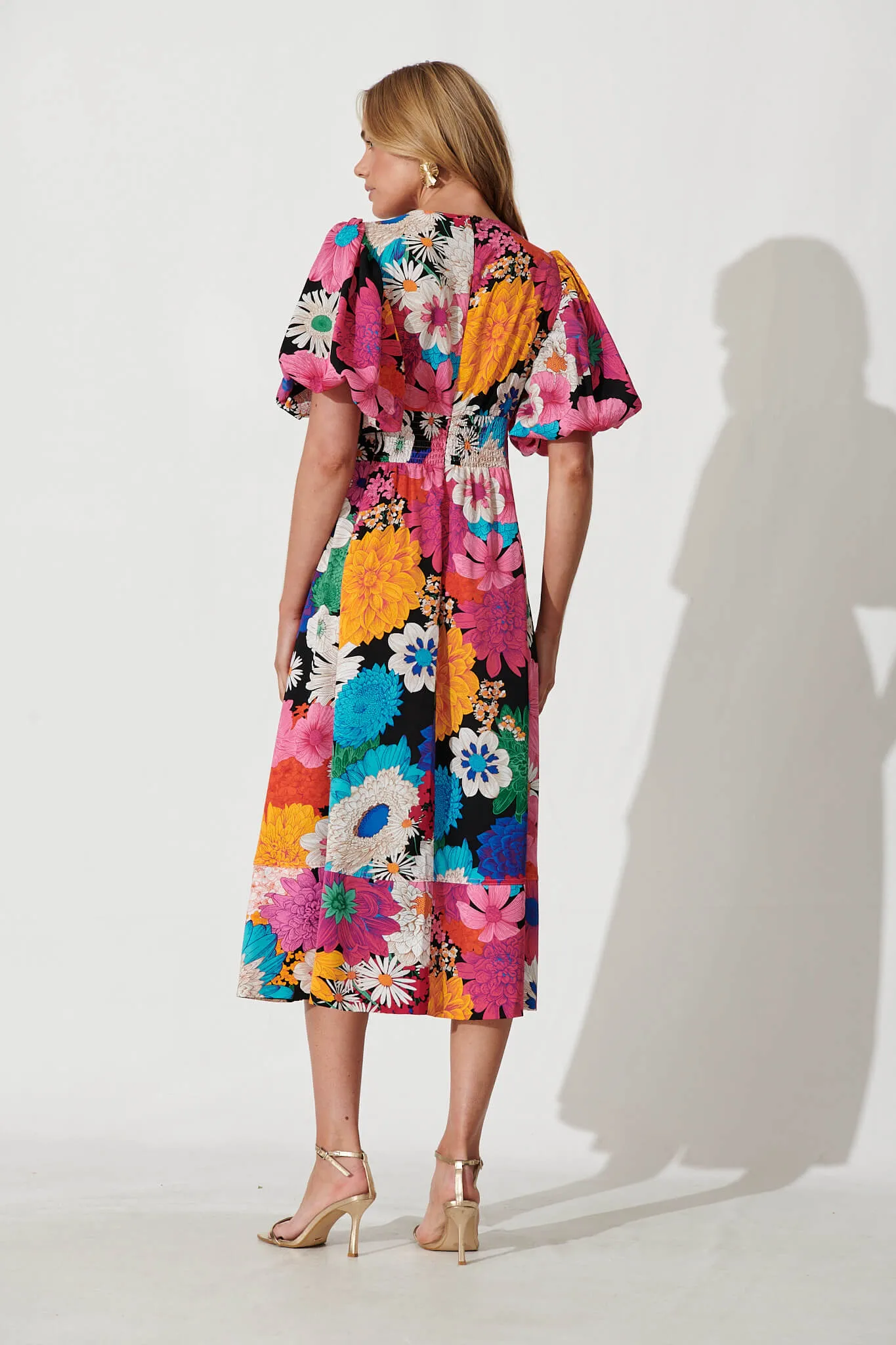 Daydreamer Midi Dress In Black Multi Floral sold by St Frock product image thumbnail 5