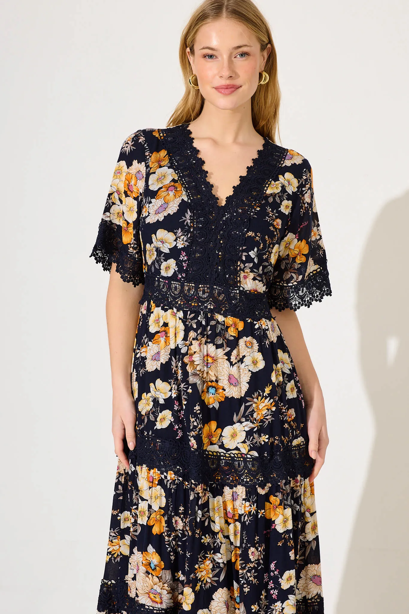 Mona Maxi Dress In Ink With Rust Floral sold by St Frock product image thumbnail 2