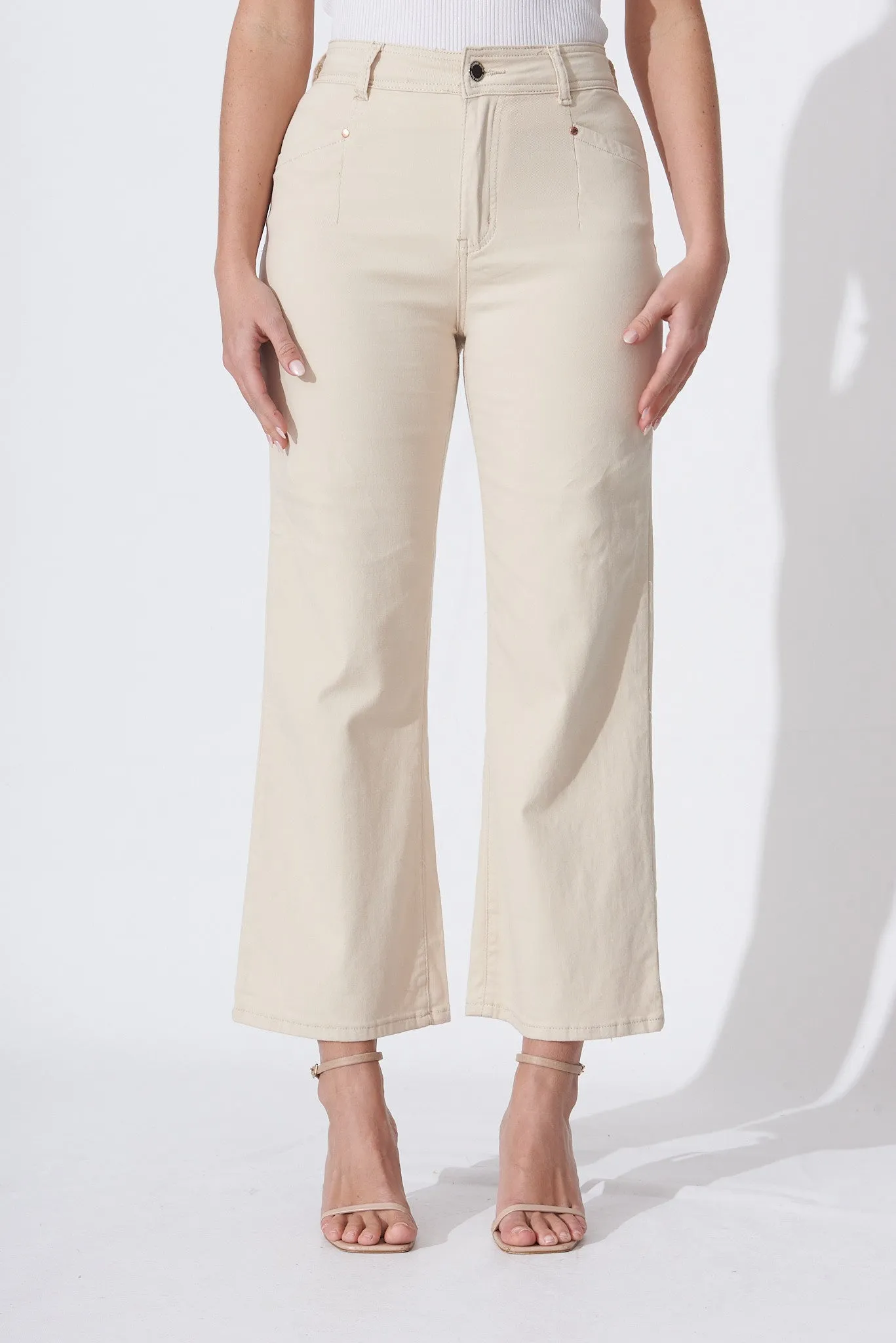 Margaret High Rise Wide Leg Jean In Ecru Denim sold by St Frock product image thumbnail 3