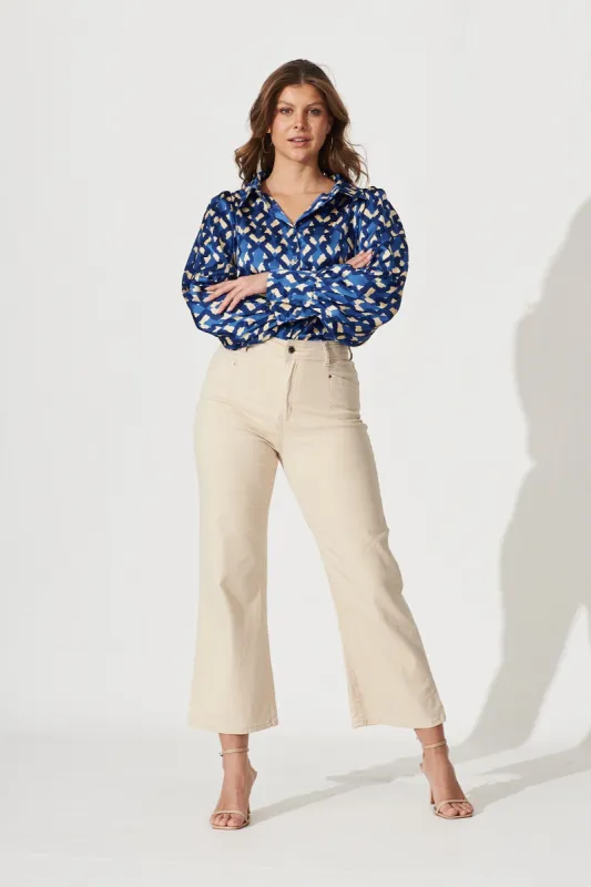 Margaret High Rise Wide Leg Jean In Ecru Denim sold by St Frock