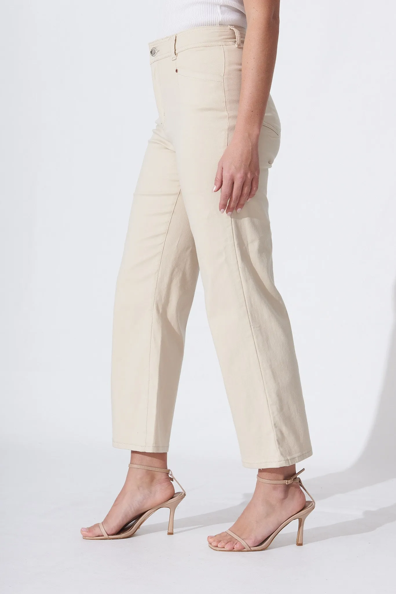 Margaret High Rise Wide Leg Jean In Ecru Denim sold by St Frock product image thumbnail 4