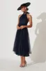 Skyfall Halter Neck Midi Dress In Navy Tulle sold by St Frock